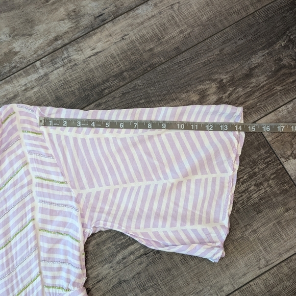 Elegant Skemo Lavender Striped Maxi Dress With Bell Sleeves. Sz. M - Picture 8 of 9